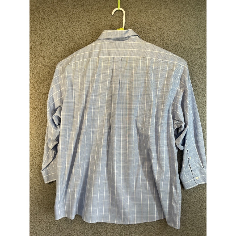 Roundtree & Yorke Gold Label Men's Shirt Long Sleeves Blue/White Plaid 18.5 Big - Picture 5 of 6